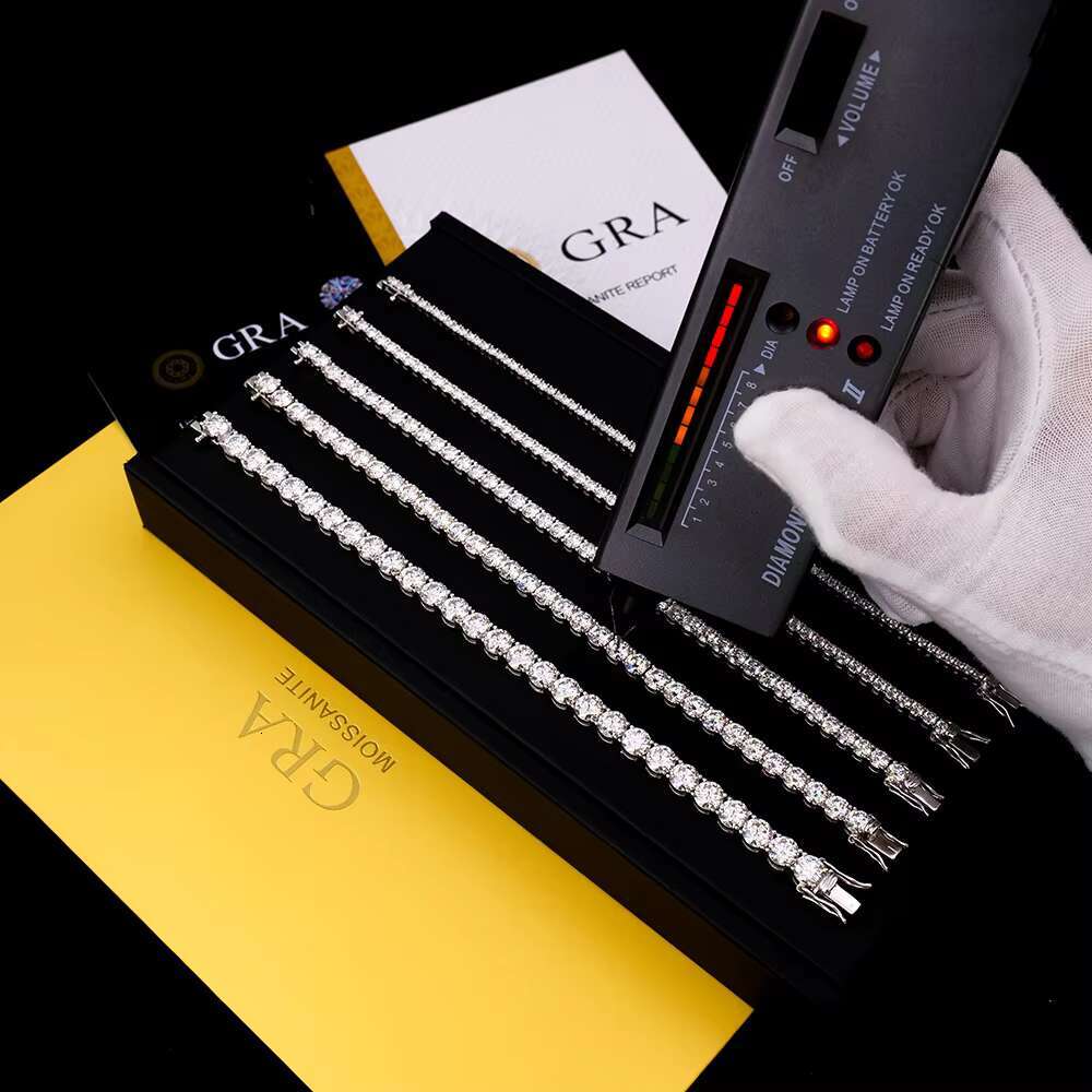 2025 New model Factory Wholesale 2-6mm Iced Jewelry Sterg Sier VVS Graded Mossanite Moissanite Dia Tennis Chain Bracelet Gift