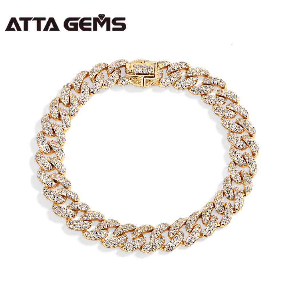 2025 New model ATTA Sterg Sier Full Moissanite Cuba Chain for Man Women WIth Gold Plated Tennis Bracelets Fine Jewelry