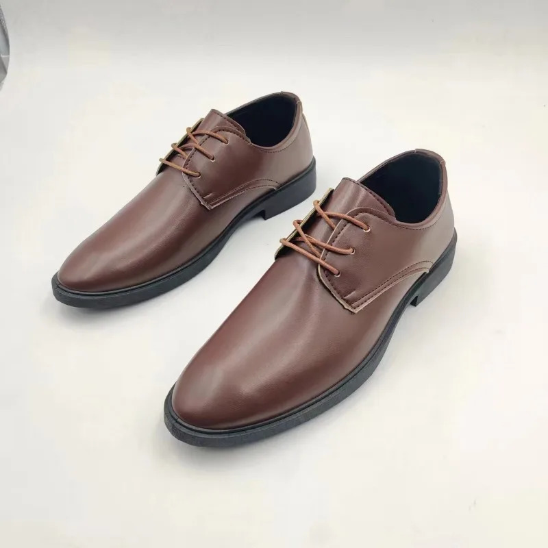 Spring and Autumn British Leisure Business Dress Leather Shoes with Elevated Inner Height Fashion Black Large Size 250314