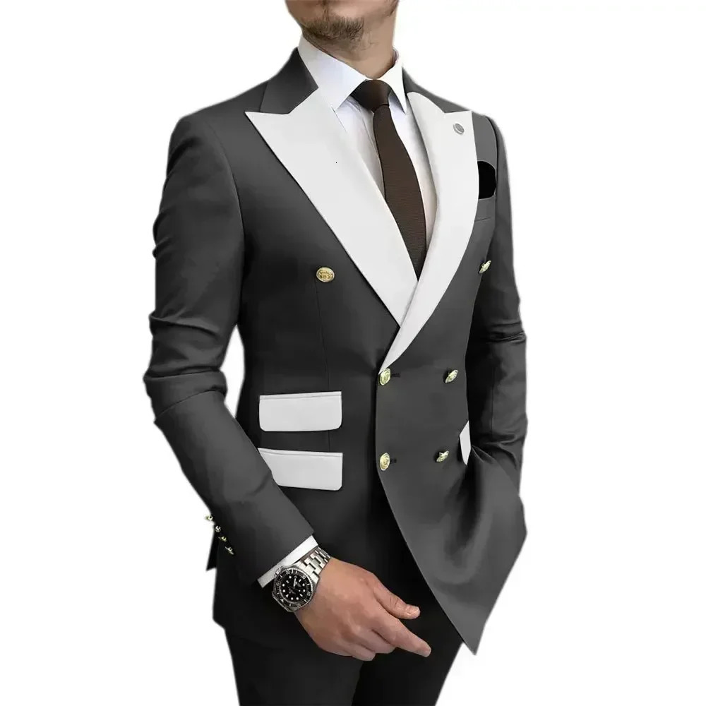 2-piece jacket and pants set elegant mens clothing double-layer used for wedding dresses stage costumes and beauty treatments 250314