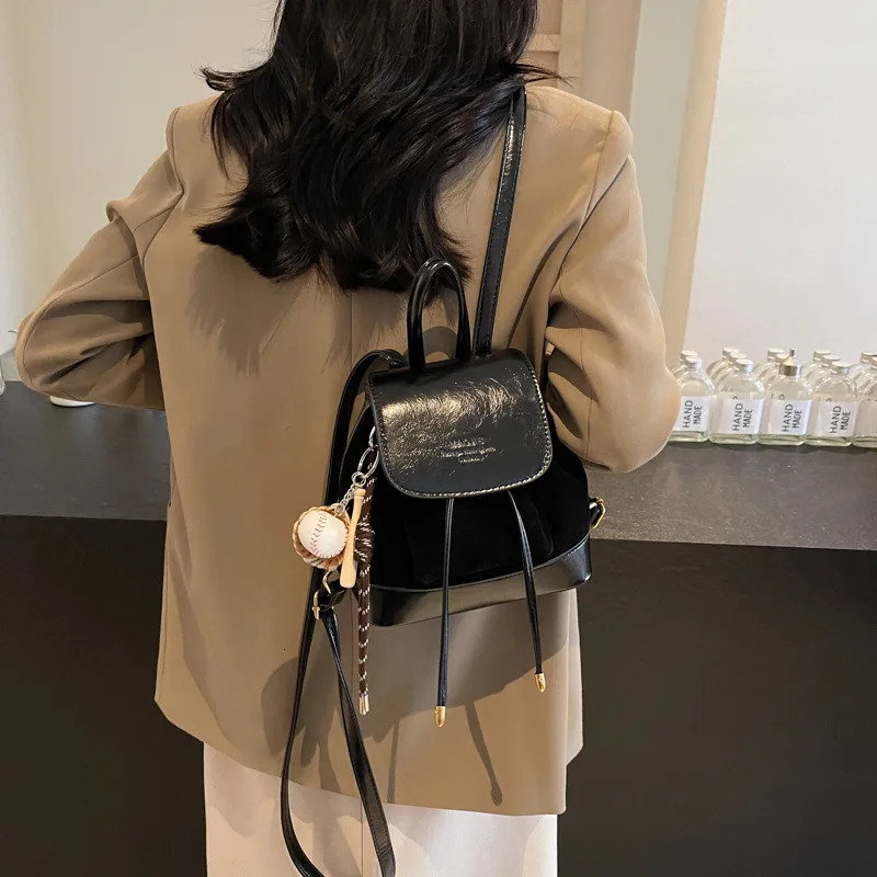 Autumn New and Winter Suede Womens Versatile Small Mini Travel Backpack 250313