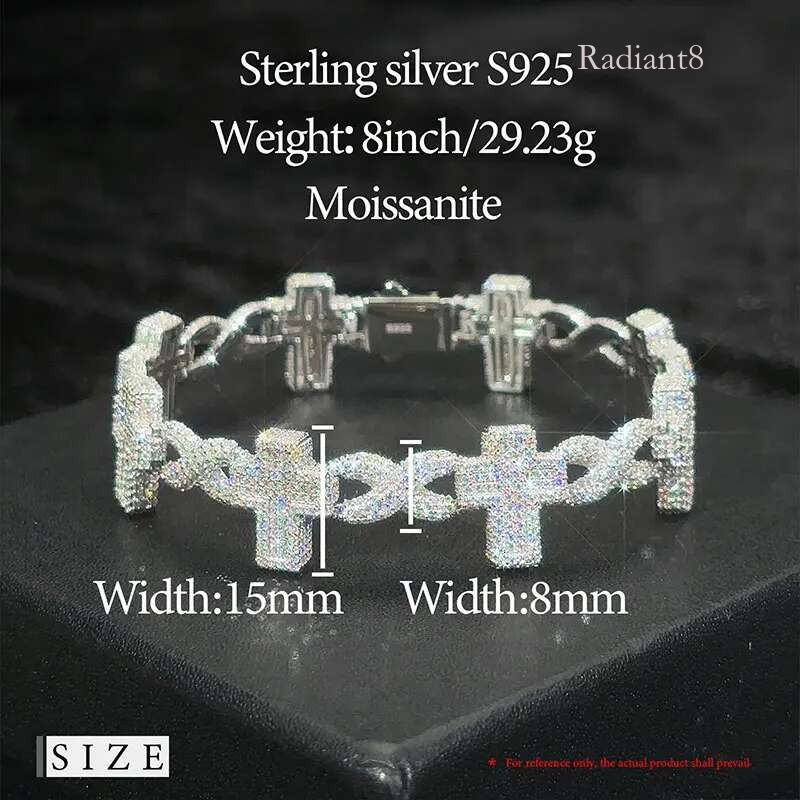 TUHE High Quality Classic Unisex Cross Moissanite For Sier Bracelet Hip Hop Jewelry Gift