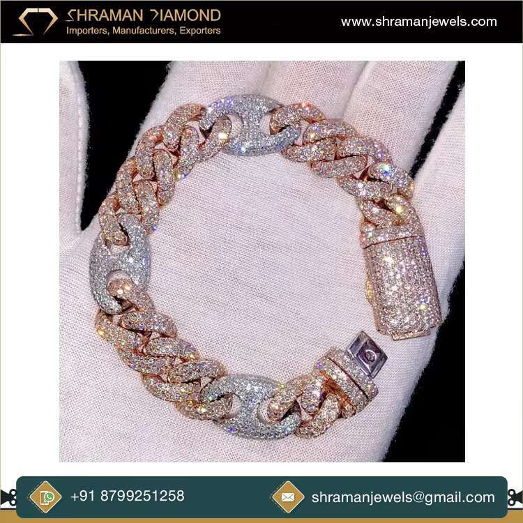 14mm Iced Out k for Men VVS Moissanite Dia Sterg Sier 14K Gold Plated Men's Cuban Bracelet