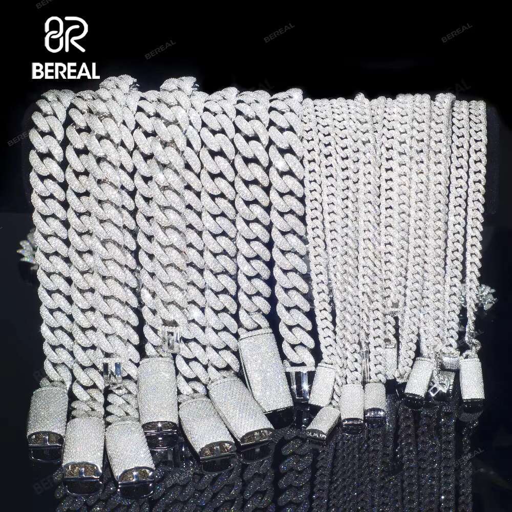 2025 New model Wholesale 8MM 10MM 12MM 14MM Moissanite k Chain Necklace Men Hip Hop Iced Out Vvs Dia Sier Cuban Bracelet