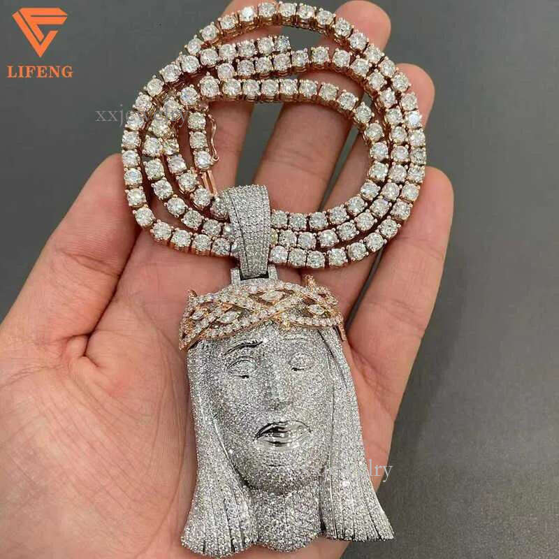 Custom Hip Hop Mens Jewelry Vvs Moissanite Iced Out Jesus Sterg Sier Gold Rapper Pendant Necklace