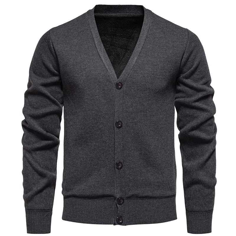 2024 Mens Sweater Cardigan Business Casual Classic Vneck Solid Color Korean Fashion Trend Knitwear 250311