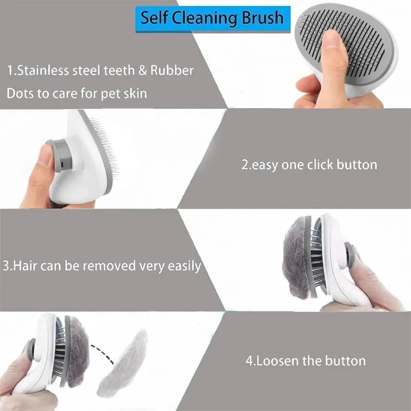 Selfcleaning Pet Hair Remove Comb Cat Slicker Brush Removal For Cats Grooming Brushes Dog Combs Accessories y250312