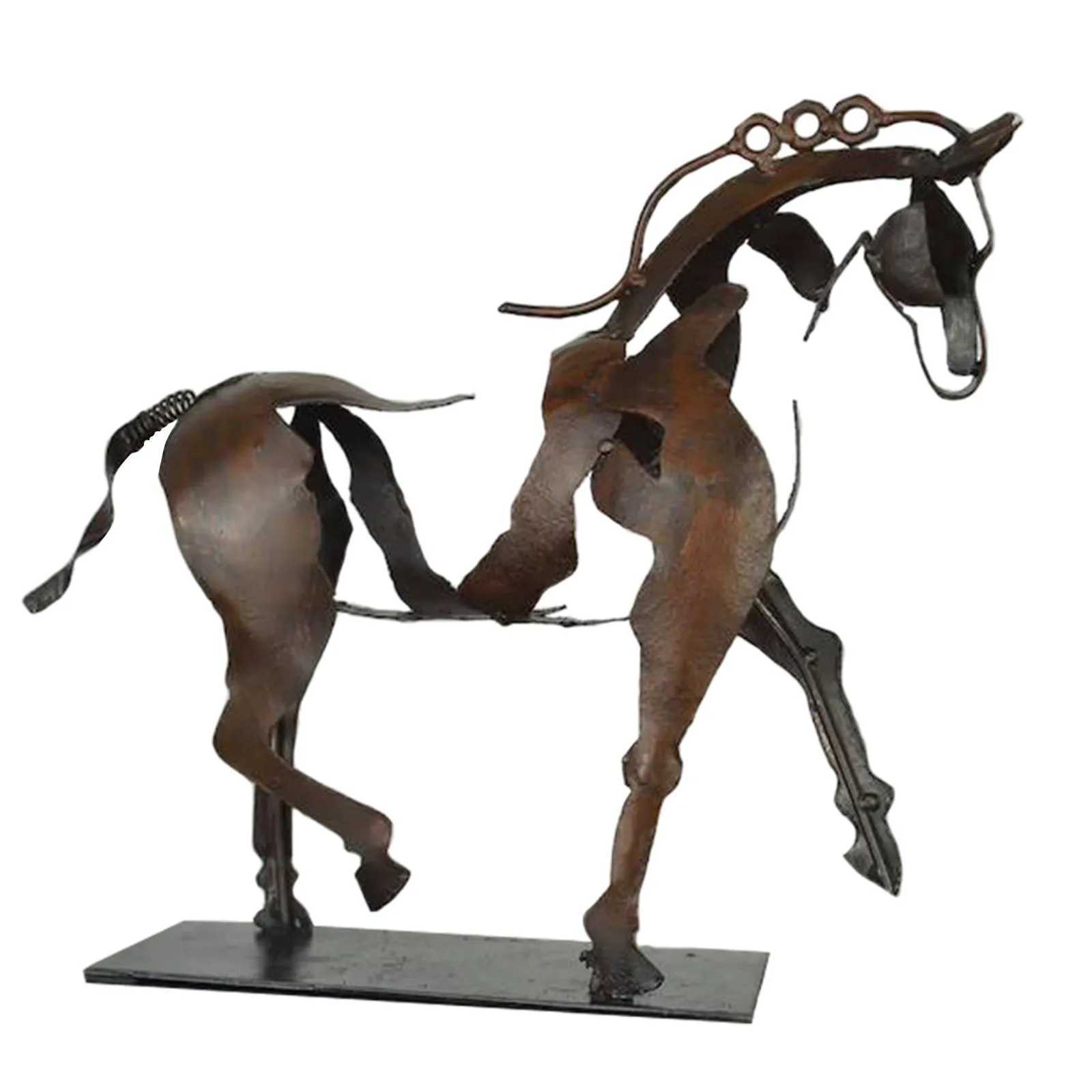 Horse Sculpture Metal LED 3D Animal Sculpture Home Restaurant Office Decoration Home Decoration Gifts Y250315