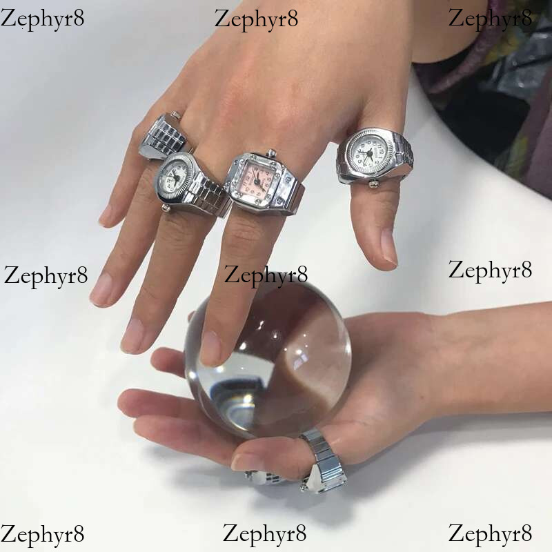 2025 model FFLACELL 2021 New Individuality Vintage Punk Elastic Stretchy Quartz Watch Rings for Women Man Hip-hop Couple Accessories