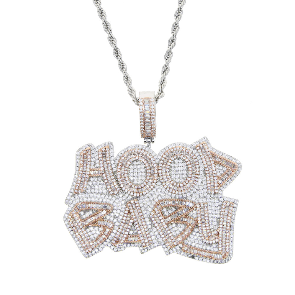 custom HipHop Moissanite Pendant VVS Iced Out Jewelry S925 Two Tone Custom Moissanite Pendant
