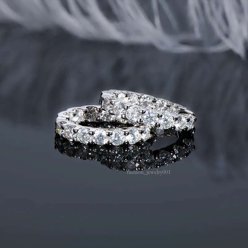 IU Hoops 100 Sterg Sier Real 3mm Moissanites Stud Earrings For Women Sparkg Jewelry Gifts with GRA Certificate 220718