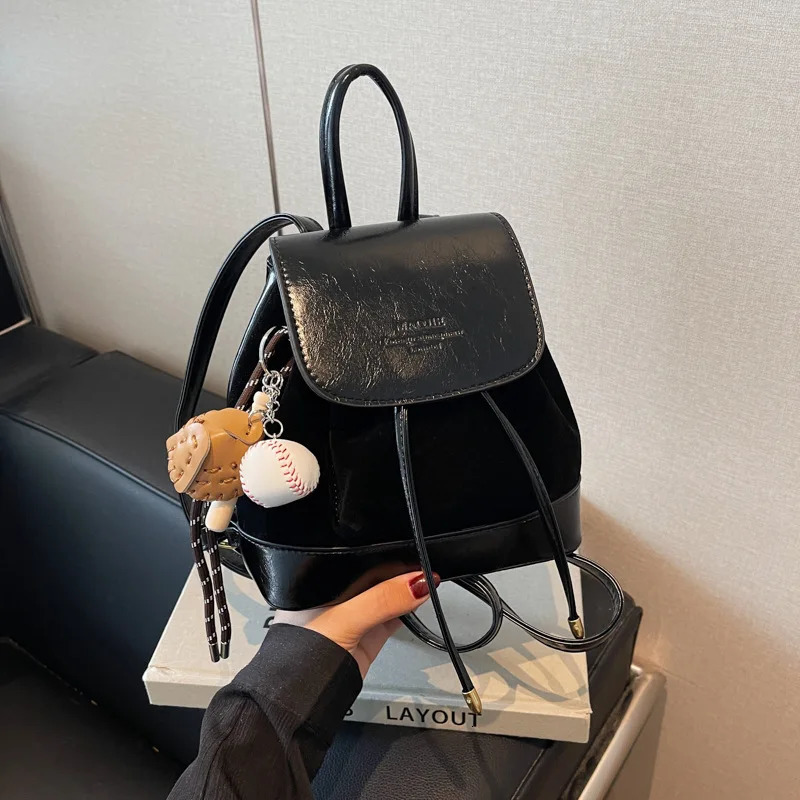 Autumn New and Winter Suede Womens Versatile Small Mini Travel Backpack 250313