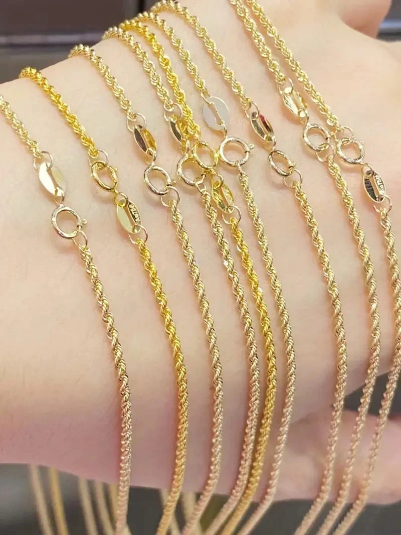 Real 18K Gold Womens Necklace AU750 With Pendant Rope Chain Festival Fashion Simple Style Fine Jewelry DC1038 250311