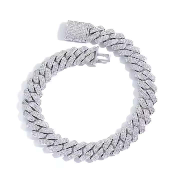 2025 New model Custom Hip Hop Jewelry VVS Moissanite Sterg Sliver Dia Iced Out Cuban k Chain Necklace Bracelet