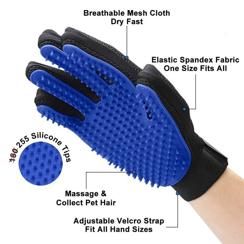 Silicone Pet Grooming Gloves Cats Hair Brush and Comb to Bathe Dogs Cleaning Removal for Dog Animal Use Supplies 250312