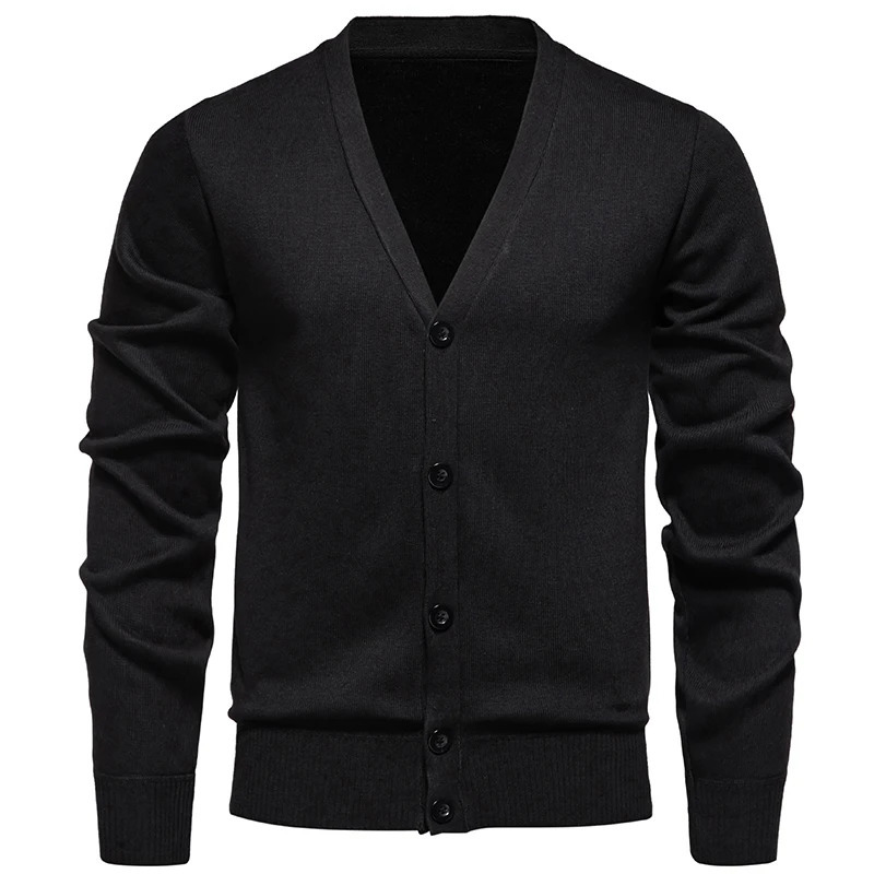 2024 Mens Sweater Cardigan Business Casual Classic Vneck Solid Color Korean Fashion Trend Knitwear 250311