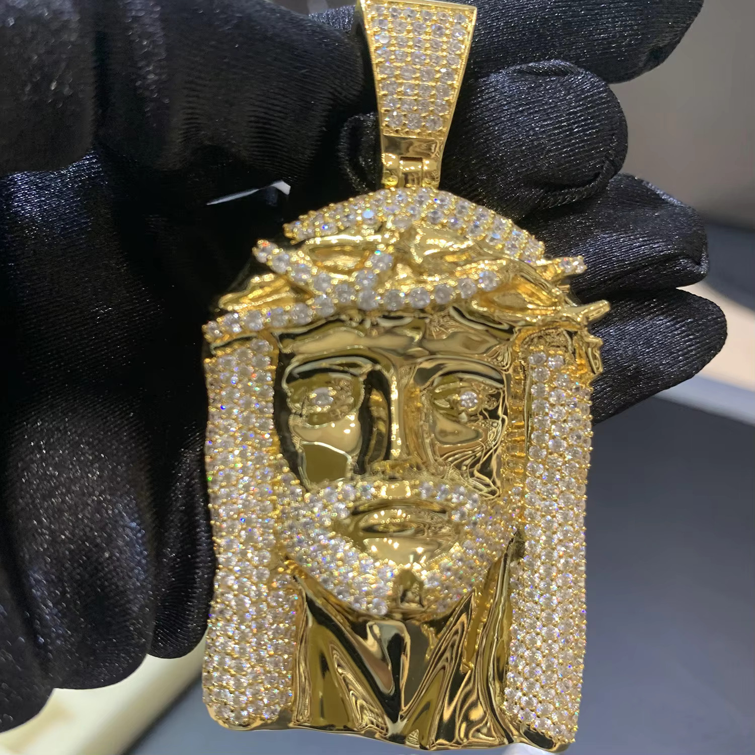 Cities Jewelry Hip Hop 3D Jesus Face Piece 925 Sterling Silver Iced Out VVS Moissanite Jesus Pendant