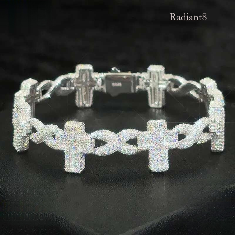 TUHE High Quality Classic Unisex Cross Moissanite For Sier Bracelet Hip Hop Jewelry Gift