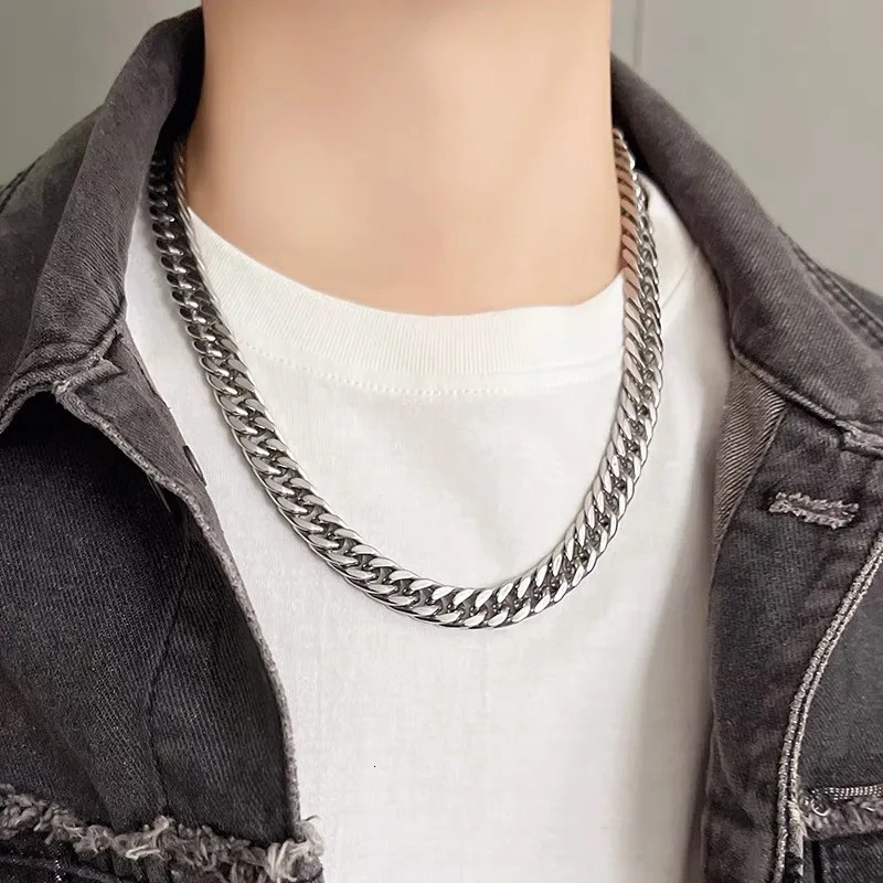 925 Sterling Silver 45-60cm 10mm Cuban Chain Necklace For Man Fashion Jewelry Trend Personality Hip Hop Trendsetter Accessories 250314