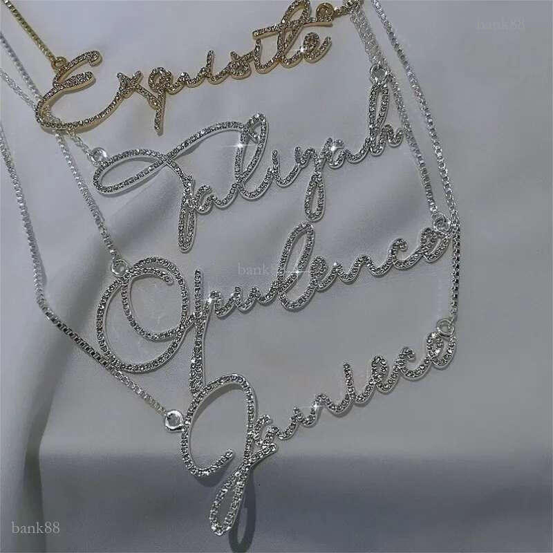 925 Sterling Silver Diamond Name Necklace, Personalized Necklace , Bling Name Necklace, Script Name Necklace, Iced Out Jewelry