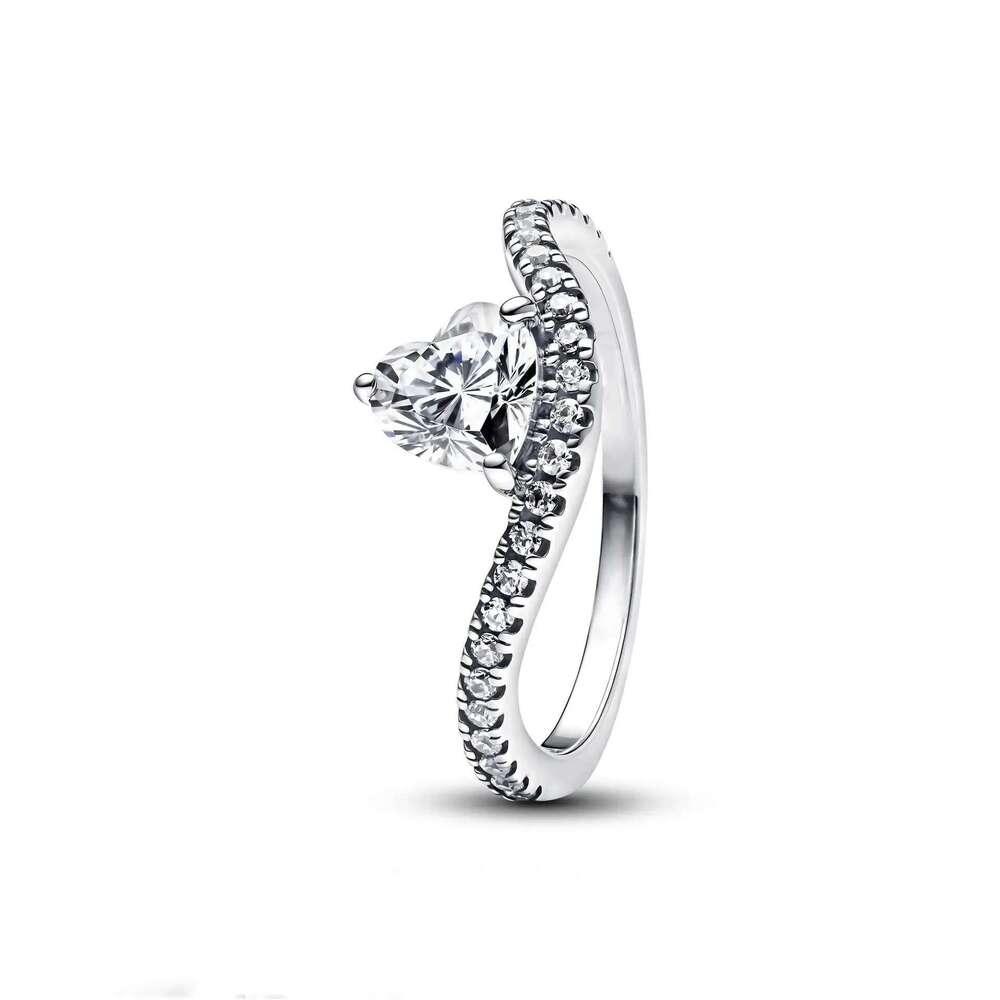 2025 925 Sterling Silver Charm Double Love Crown Arrow Ring with Zircon Heart Rings for Women Jewelry Engagement Wedding Accessory