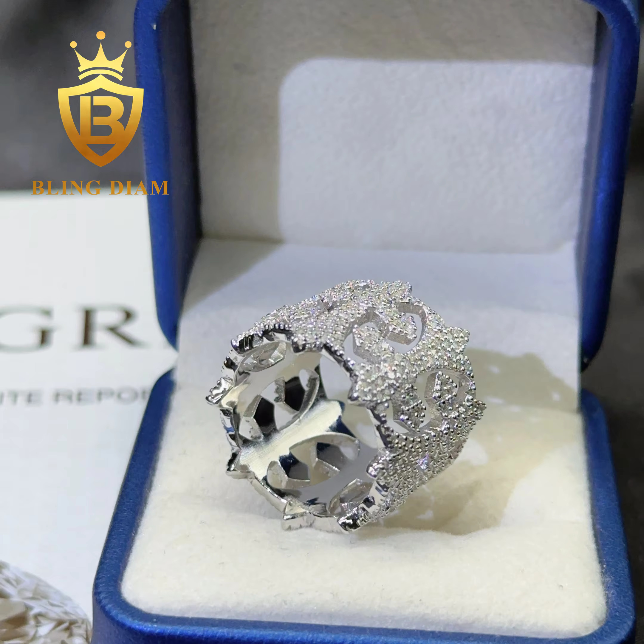 Drop Shipping Fashion Jewelry Many Style 925 Sterling Silver Iced Out Hip Hop Ring Man Moissanite Rings