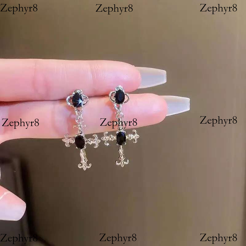 2025 New model Gothic Cross Black Drill Drop Earrings Women Punk Halloween Jewellery Creativity Fashion Gorgeous Statement Jewelry Girl Gifts