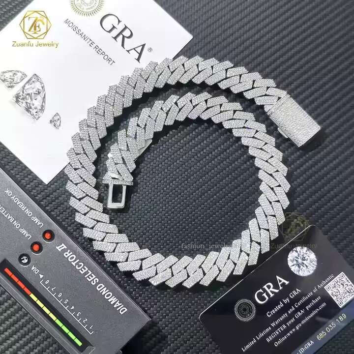 Moissanite bracelet Necklace s Rap hip-hop style Fashion punk full of dias Cuban chain