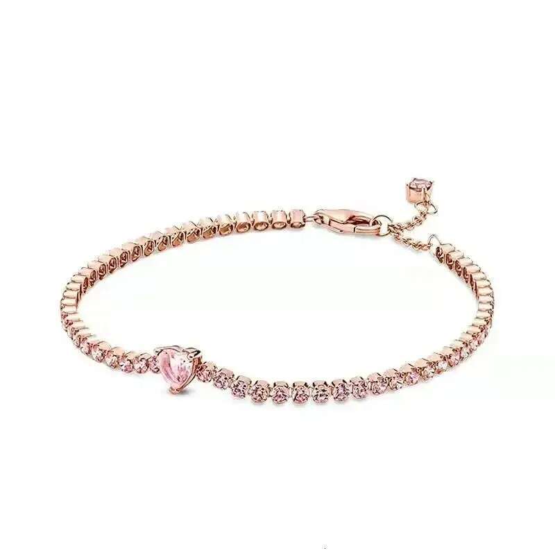 2025 Exquisite 925 Sterling Silver Bracelet Heart with Zircon Charm Beads DIY Women's Valentine's Day Jewelry To Lover