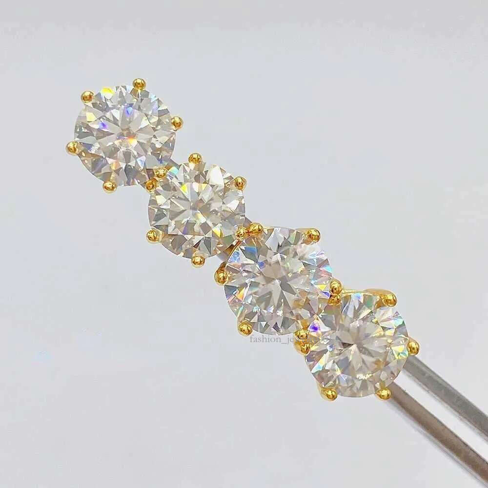 Pass Dia Tester Classic 6 Prong Sterg Sier Moissanite Screw Back Stud Earrings