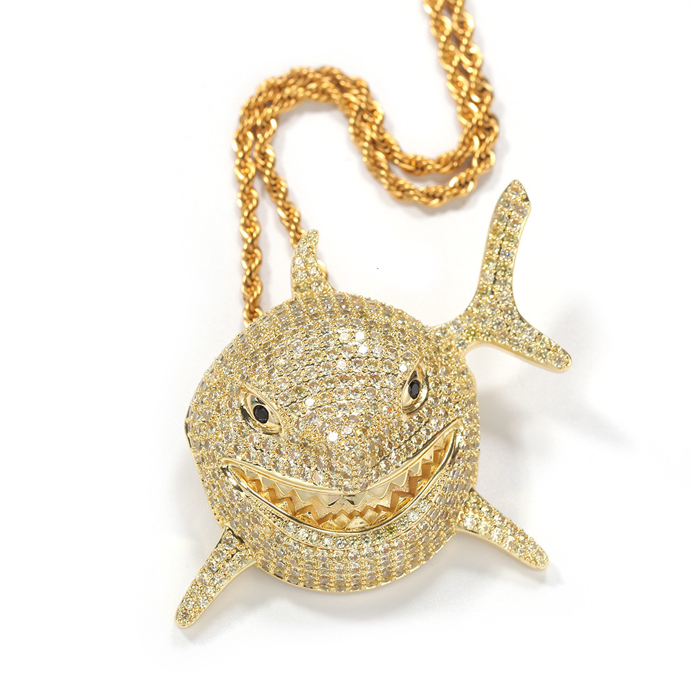 6ix9ine same moissanite shark pendant mens hip hop personality fashion brand Necklace nightclub accessories