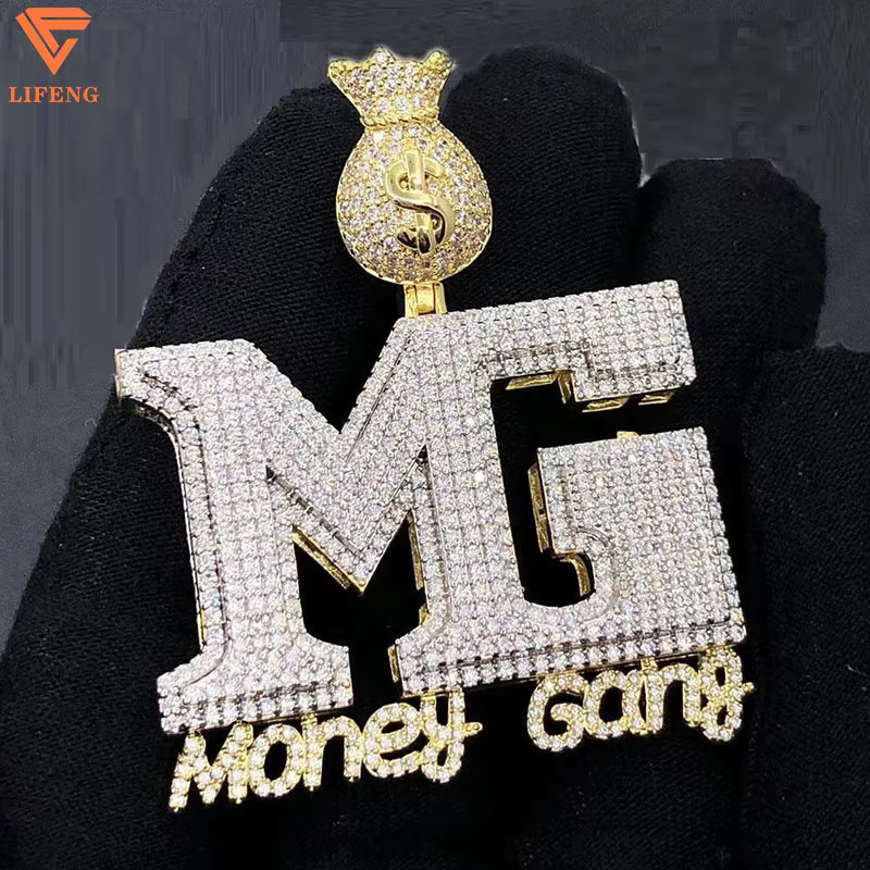 Mens Unique Sterling Sier Hip Hop Jewelry D Color VVS Moissanite Fine Custom Name Pendant Letter Necklace Gift