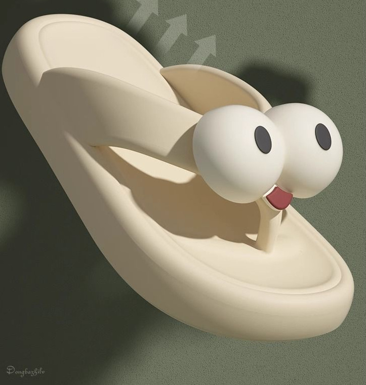 2025 New Designer Sandals DIY Thick Sole EVA Waterproof And Anti Slip Herringbone Cute Big Eyes Women's Sandal Slippers