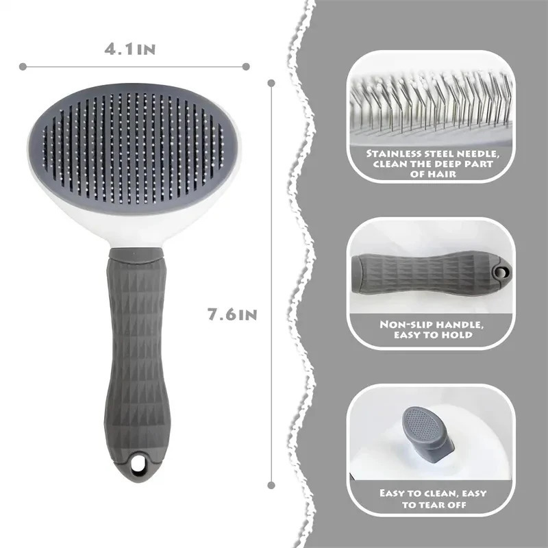 Selfcleaning Pet Hair Remove Comb Cat Slicker Brush Removal For Cats Grooming Brushes Dog Combs Accessories y250312