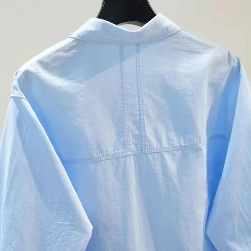 Collar pink solid long sleeved loose shirt and jacket casual single chest spring simple OL 250312