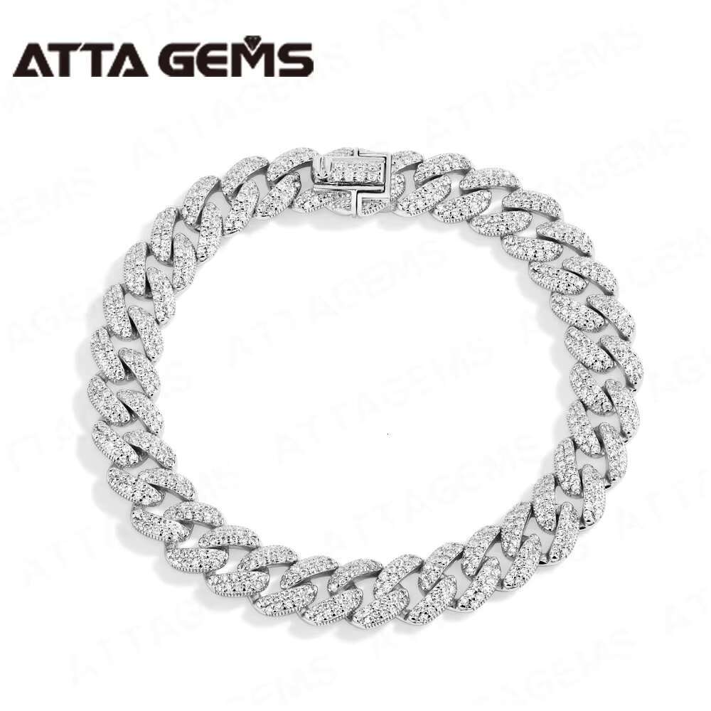 2025 New model ATTA Sterg Sier Full Moissanite Cuba Chain for Man Women WIth Gold Plated Tennis Bracelets Fine Jewelry