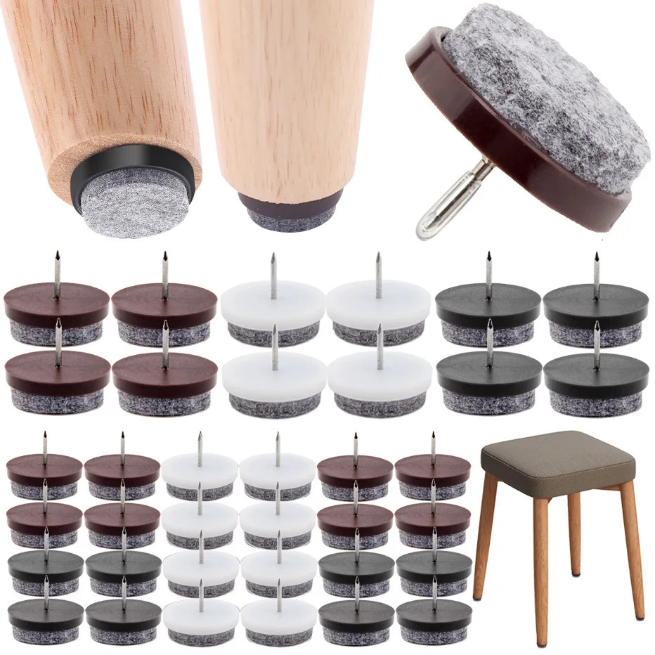 20 pieces of furniture felt foot pads with covers heavyduty nailed to sliders sliding rubber floor protectors for wooden chairs tables and legs 250303