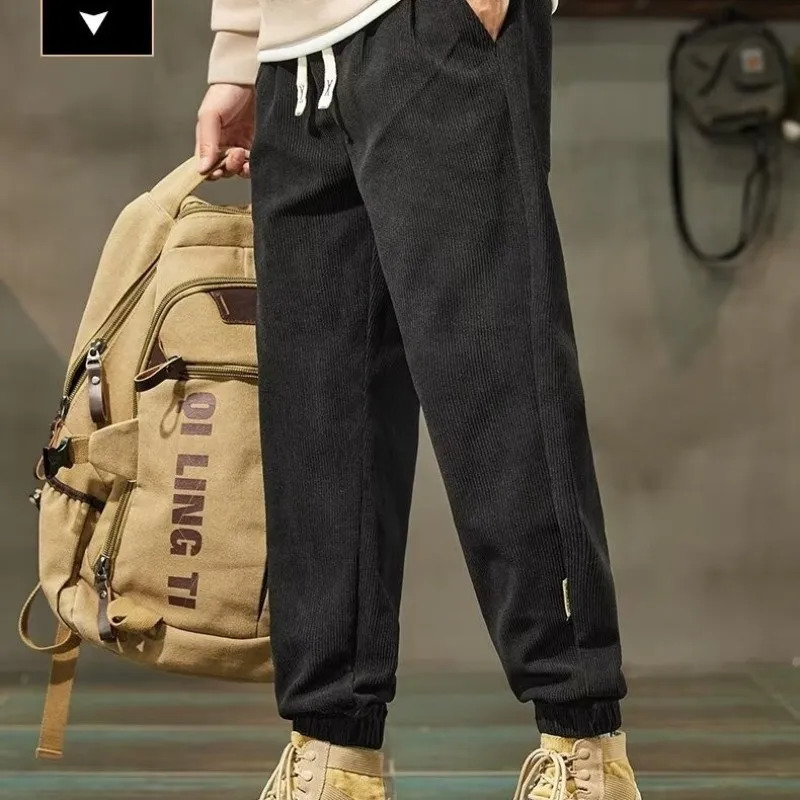 Corduroy Pants For Boys Winter Sports Foot Binding Trendy Autumn And Loose Fit Mens Casual Fashion Jogger Men 250311