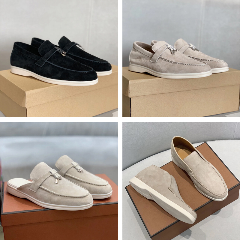 designer Dress Shoes Men Women Loafers shoes Summer Walk Charms Real Suede Sandals Macaroon Luxe Flat Mules Casual Leather Slip Luxury Tassel Pantoufles