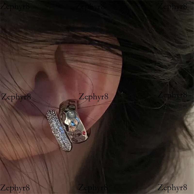 2025 New model Fashion Zircon Double-layer Cuff No Piercing Earring 2024 Trendy Punk Unique Metal Geometric Ear Clip for Women Jewelry