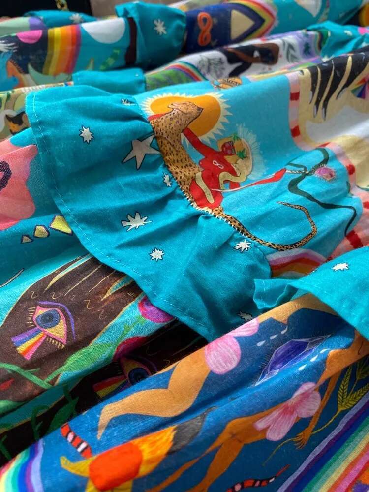 2025 New Fashionable Holiday Layered Ruffle Cake Skirt Designer Fashionable Women's Spaghetti Strap Cartoon Printed Holiday Party Tank Top4