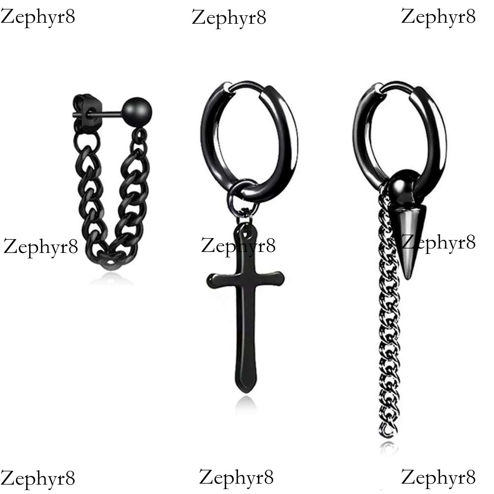 2025 New model Kpop Men Women With Charm Ball Cone Dangles Black Stainless Steel Hip Hop Punk Earrings for Teens