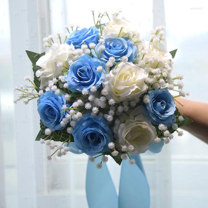Update Decorative Flowers Artificial Peony Roses Bride Holding Silk Bridal Bridesmaid Wedding Bouquet Mariage Accessories