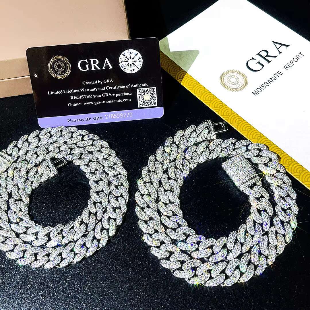2025 New model Wholesale 8MM VVS Dia S Sier k Chain Ready to Stock Hip Hop Iced Out Moissanite Cuban Bracelet