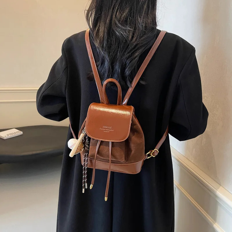 Autumn New and Winter Suede Womens Versatile Small Mini Travel Backpack 250313