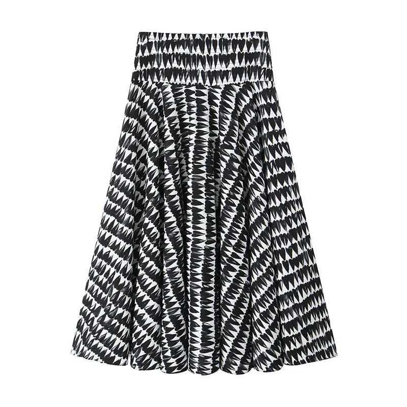 Two Piece Dress MSNOLOA womens clothing 2025 summer new casual retro series printed short top 3084/108 low waist A-line skirt 3054/108 Y250315U2CC