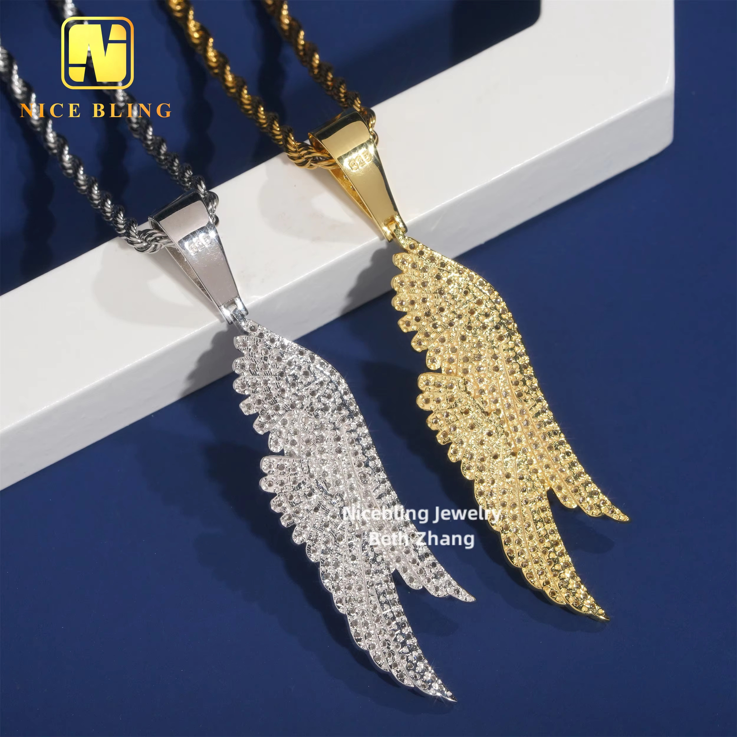 Wholesale Price 925 Silver Hip Hop Pendant Iced Out Jewelry VVS Moissanite Diamond Wing Pendant for Men Women