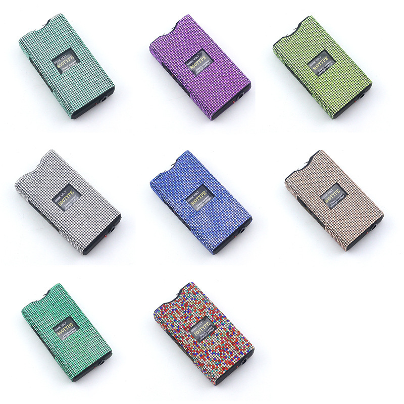 New female self-defense multi-functional flashlight keychain USB charging fashion diamond-inlaid flashlight