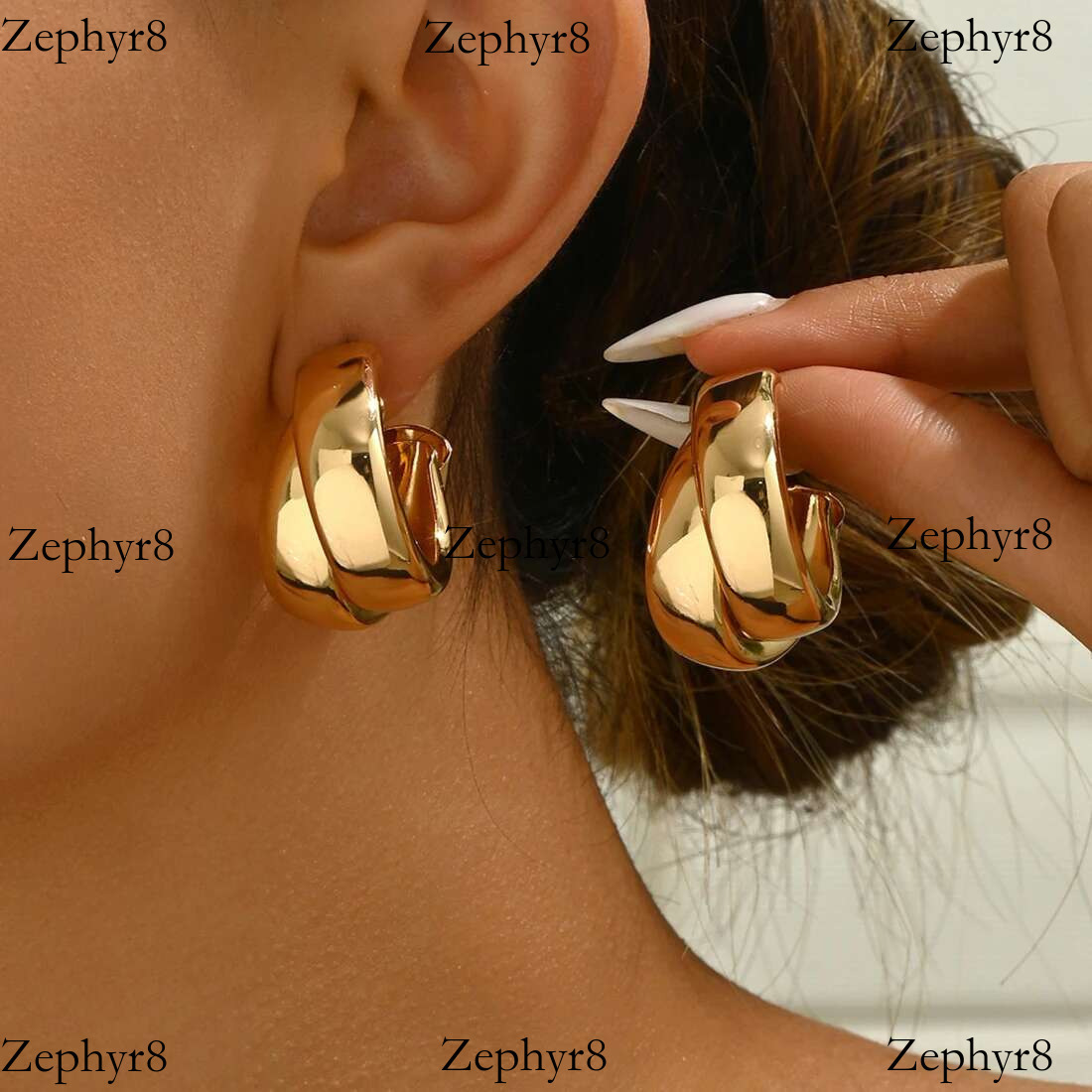 2025 New model Stainless Steel Chunky Hoop for Women Girls Gold Color Double Ring Thick Geometric Drop Earrings Statement Jewelry Gift