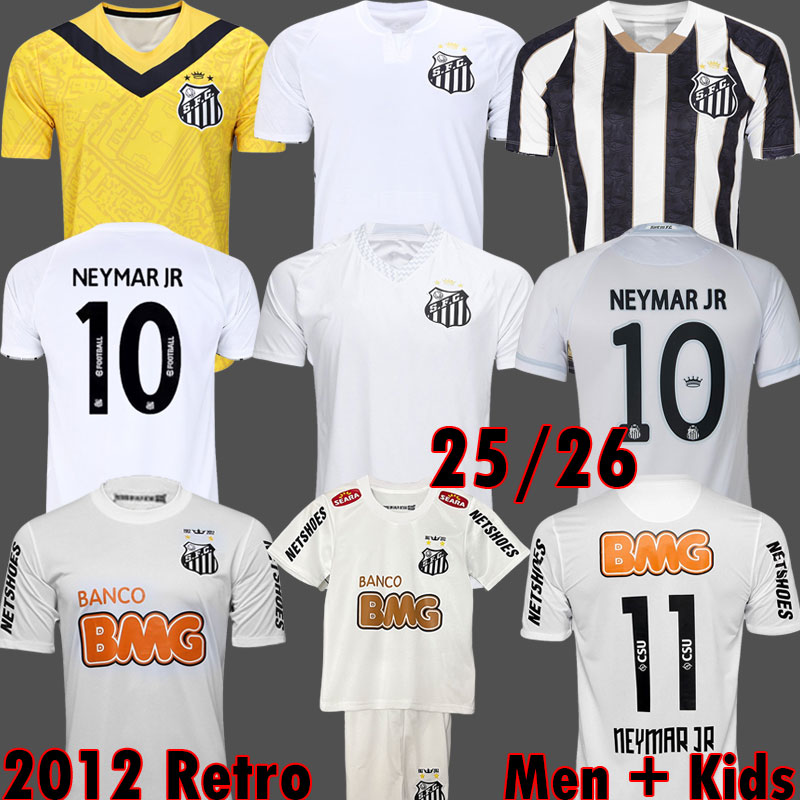 19 12 2011 2012 2013 Santos Retro Soccer Jersey 11 12 13 Neymar Jr Ganso Elano Borges Felipe Anderson 1970 Vintage Classic 24 25 26 Football Men and Kids Kit Shirts Jersey